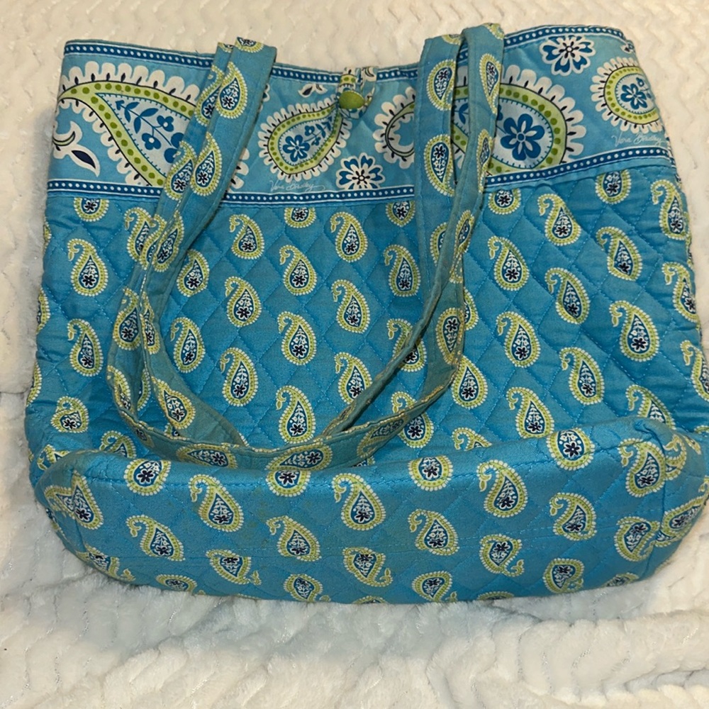 Vintage Vera Bradley Blue Handbag/Tote with Button Closure